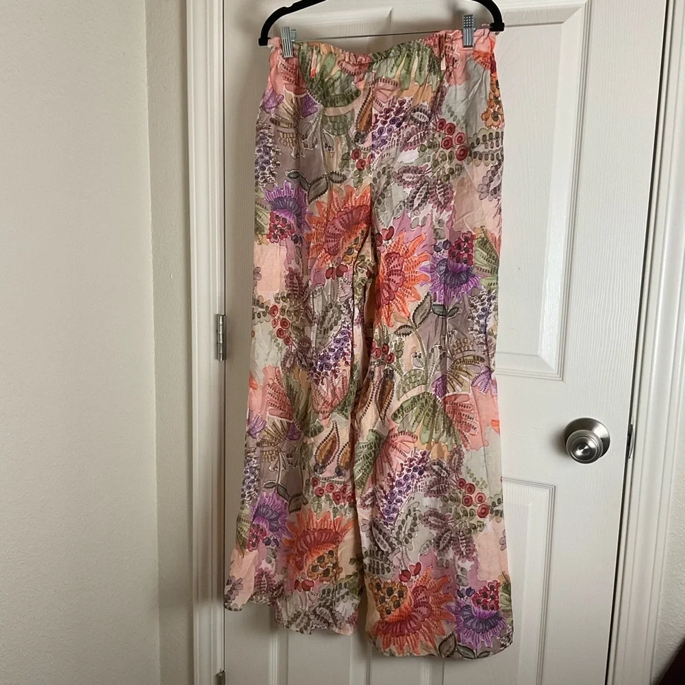Zara Floral Print Wide Leg Trousers - Size M - Picture 10 of 11